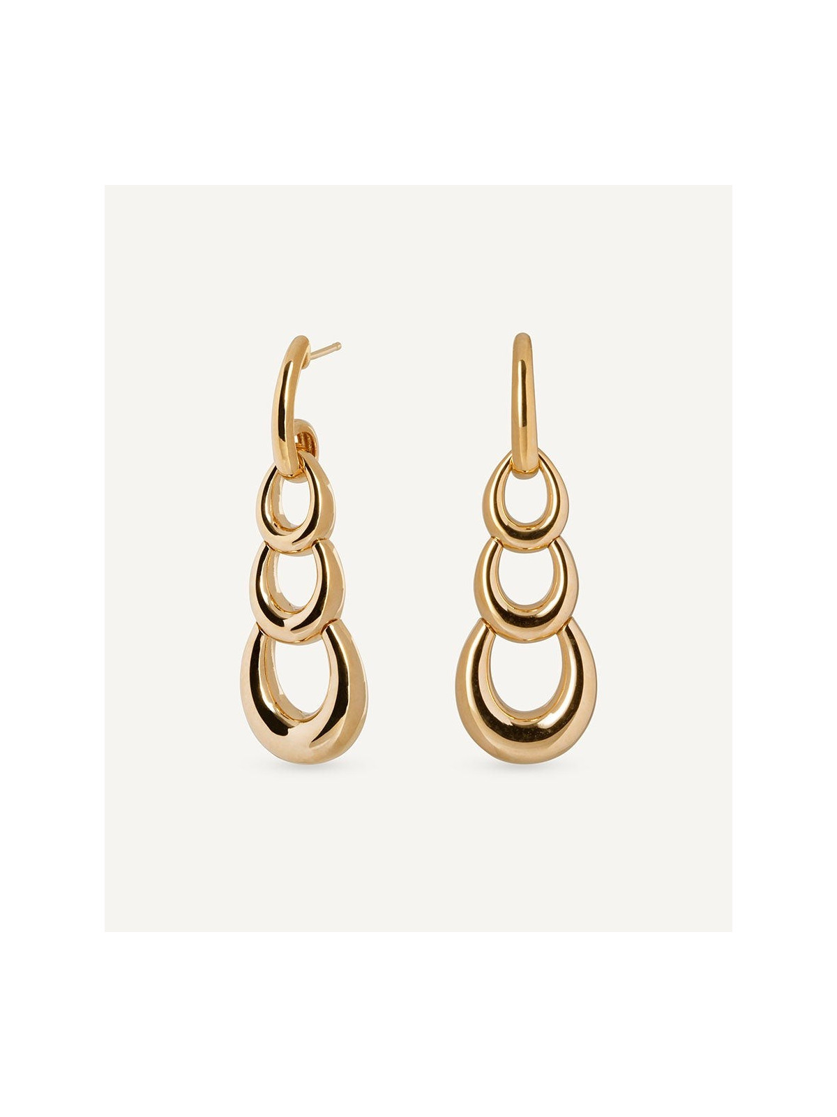 BRINCO TRÊS ARGOLAS LONGO FESTA ELEGANTE BANHADO OURO 18K