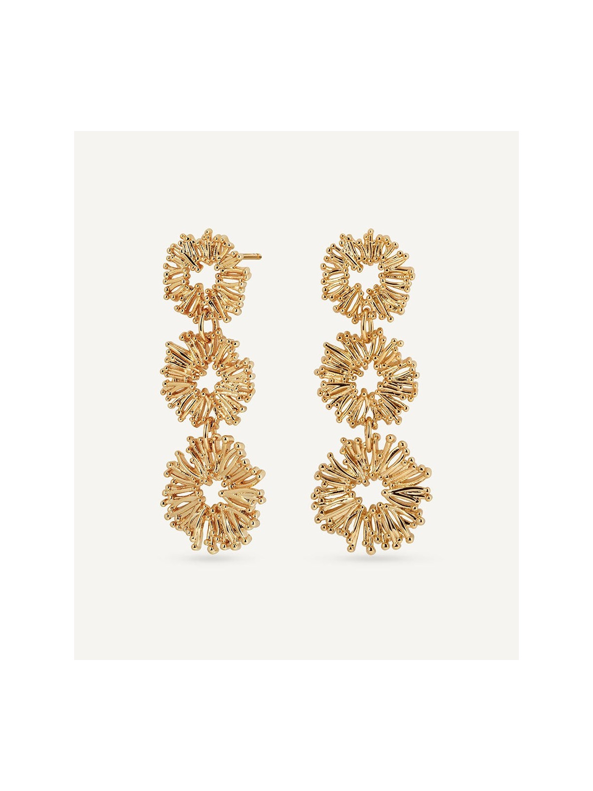 BRINCOS FLOR LONGA FESTA BANHO OURO 18K