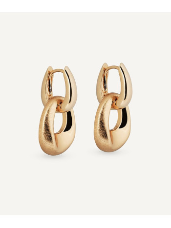 BRINCOS ARGOLA DUPLA BANHADA OURO 18K