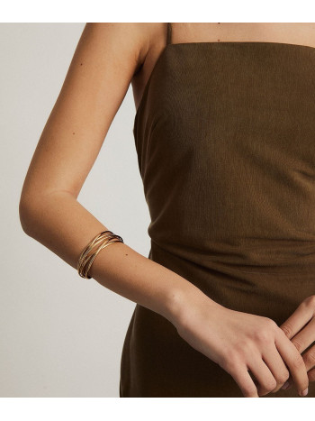 PULSEIRA TRIPLA ENTRELAÇADA AJUSTÁVEL ELEGANTE BANHADA OURO 18K