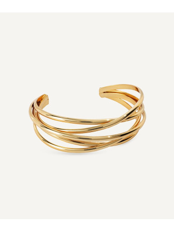 PULSEIRA TRIPLA ENTRELAÇADA AJUSTÁVEL ELEGANTE BANHADA OURO 18K