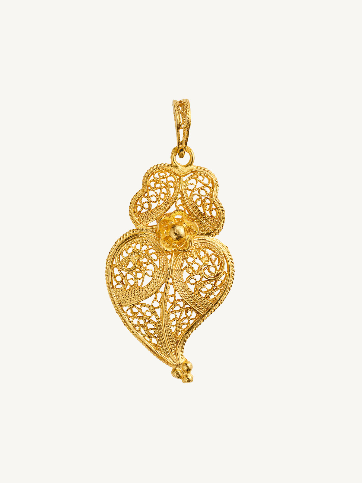 PENDENTE CORAÇÃO DE VIANA BERLOQUE FILIGRANA OURO 9K
