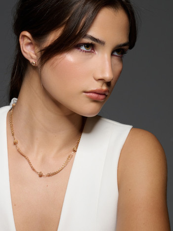 BRINCOS NÓ ACETINADO BOLA OURO 9K