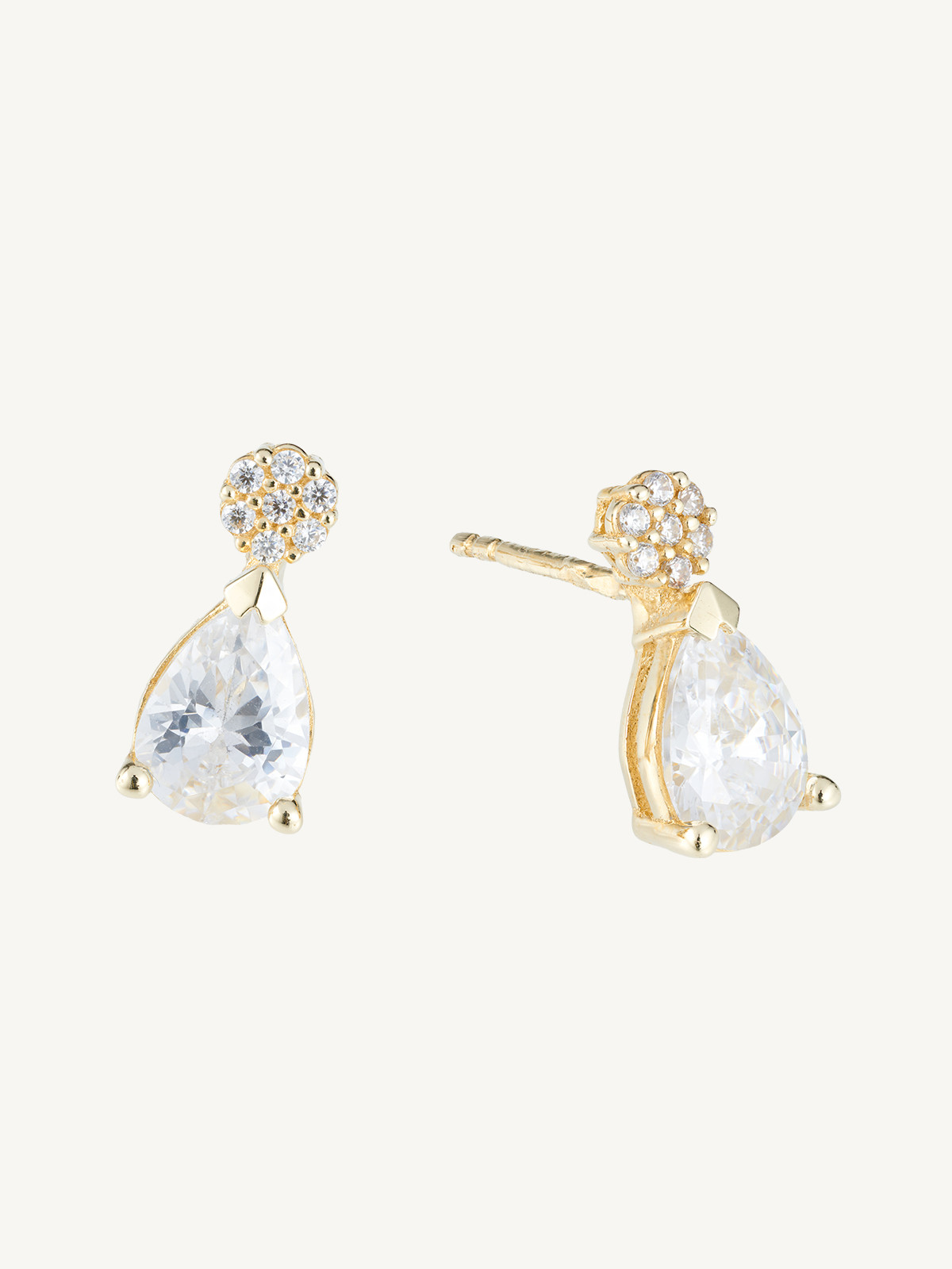 BRINCOS GOTA COM ZIRCÓNIA OURO 9K