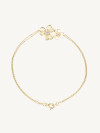 PULSEIRA TREVO COM ZIRCÓNIAS DELICADA FLOR SORTE OURO 9K