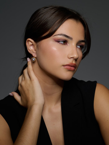 BRINCOS GANCHO CARAMUJO ESMALTADO 12MM TRADICIONAL OURO 9K