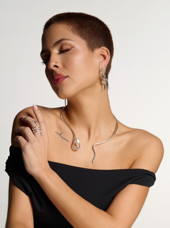 ANEL COBRA ELEGANTE DIFERENTE CHAMATIVO FESTA PRATA