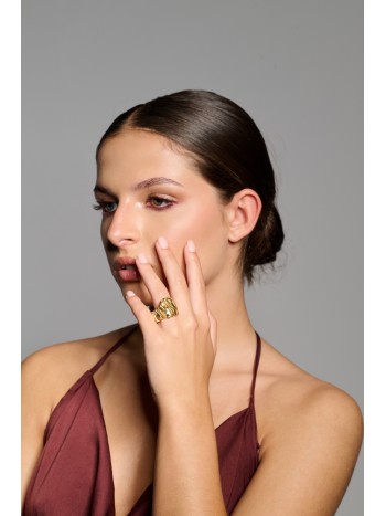 ANEL MEDUSA VISTOSO ELEGANTE PRATA DOURADA