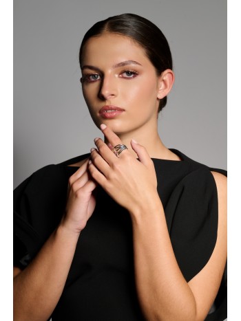ANEL SILHUETE PRATA ELEGANTE VISTOSO DIFERENTE