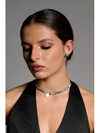 COLAR SOL ELEGANTE CHAMATIVO PRATA DOURADA