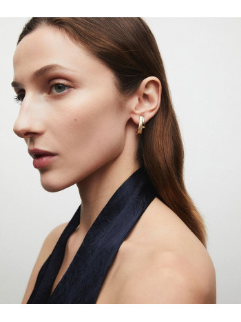 BRINCOS ARGOLA DUPLA ONDULADOS BRINCOS ELEGANTES FESTA BANHO OURO 18K