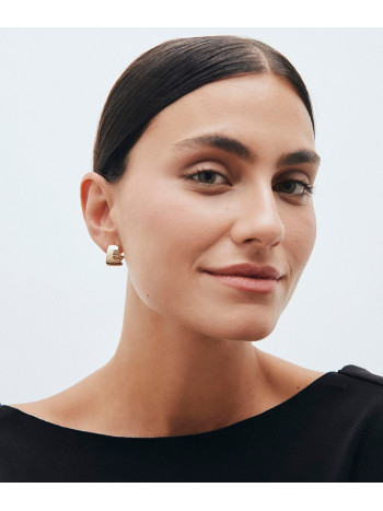 BRINCOS ARGOLA LISA DIFERENTE ELEGANTE FESTA BANHO OURO 18K