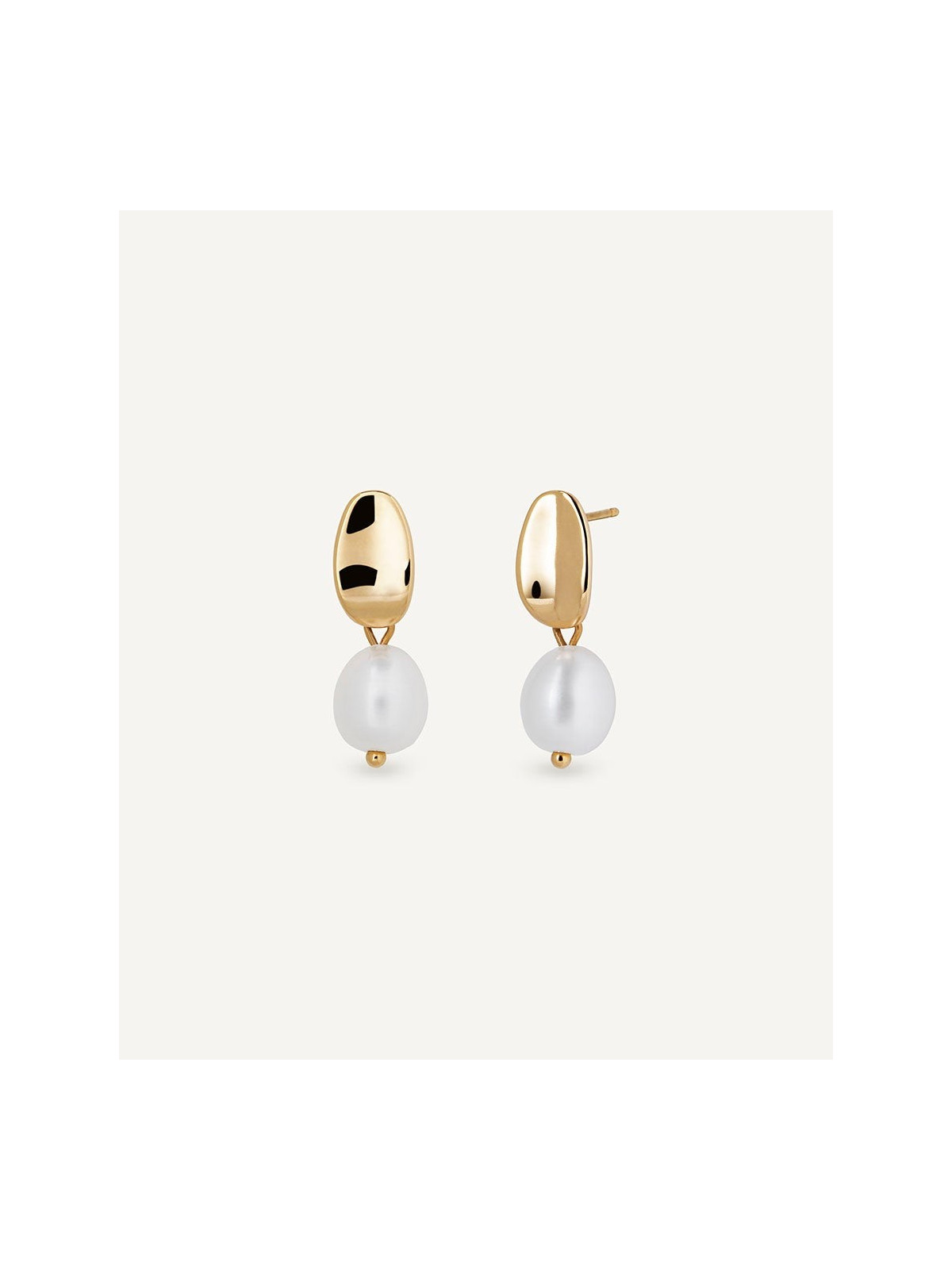 BRINCOS OVAIS COM PÉROLA ELEGANTES FESTA BANHO OURO 18K